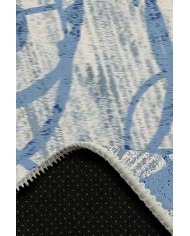 Farah Geometrik Desenli Pamuk Tabanlı Yıkanabilen Kaydırmaz Antibakteriyel Şönil Salon Halısı