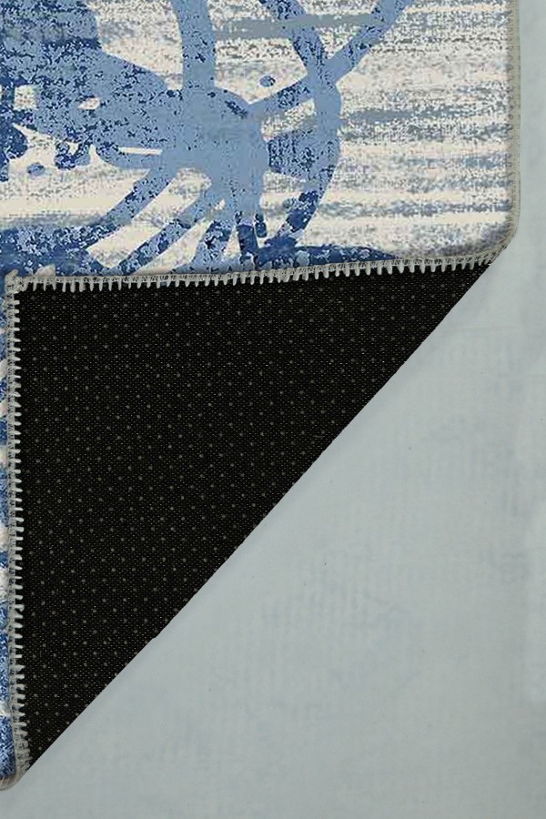 Farah Geometrik Desenli Pamuk Tabanlı Yıkanabilen Kaydırmaz Antibakteriyel Şönil Salon Halısı