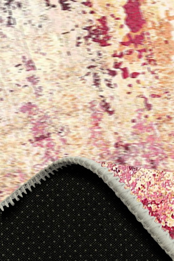 Emily Desenli Pamuk Tabanlı Yıkanabilen Kaydırmaz Antibakteriyel Şönil Salon Halısı