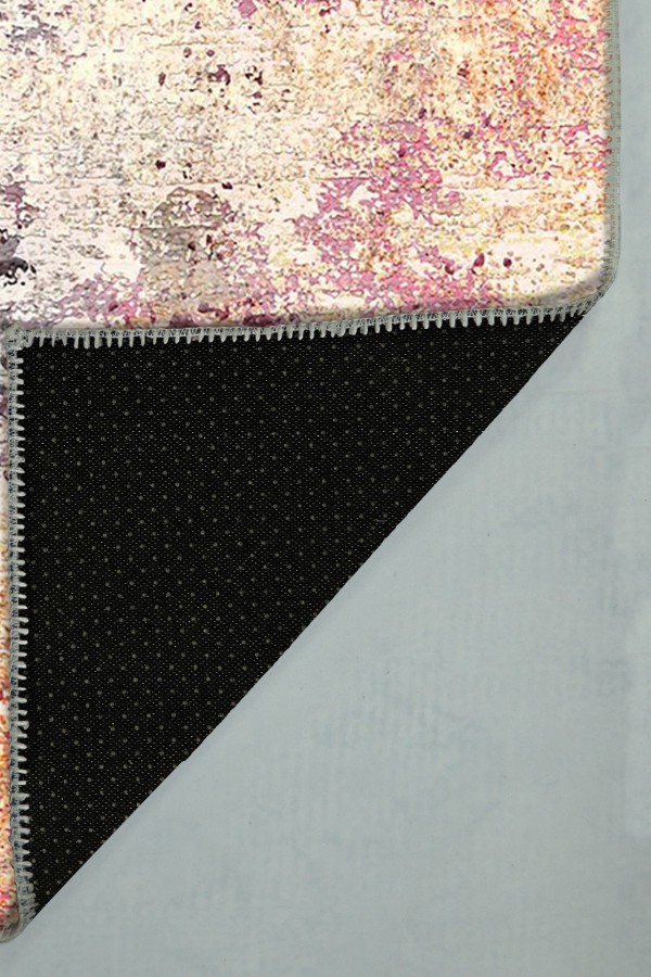 Emily Desenli Pamuk Tabanlı Yıkanabilen Kaydırmaz Antibakteriyel Şönil Salon Halısı