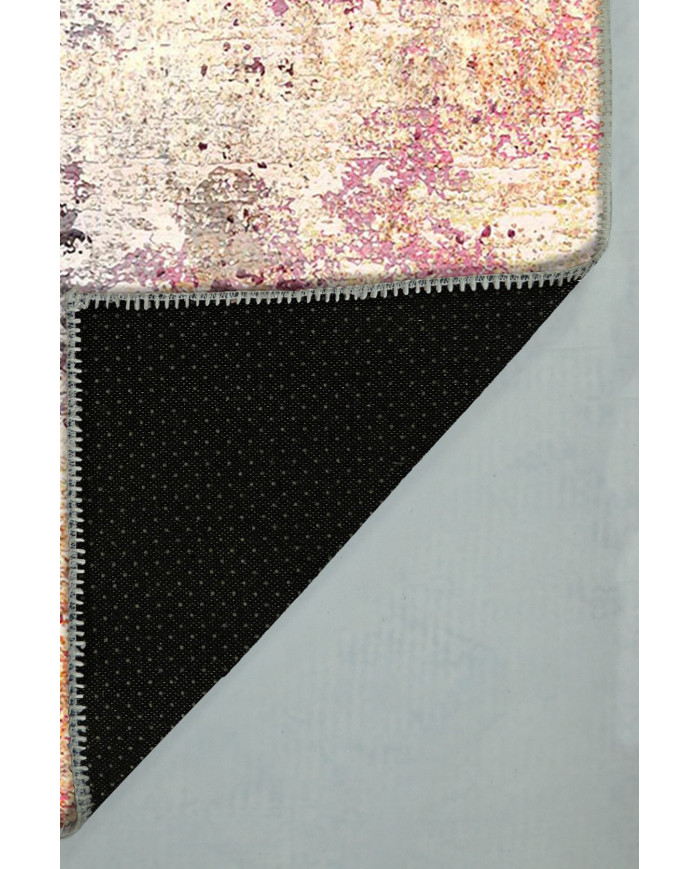 Emily Desenli Pamuk Tabanlı Yıkanabilen Kaydırmaz Antibakteriyel Şönil Salon Halısı