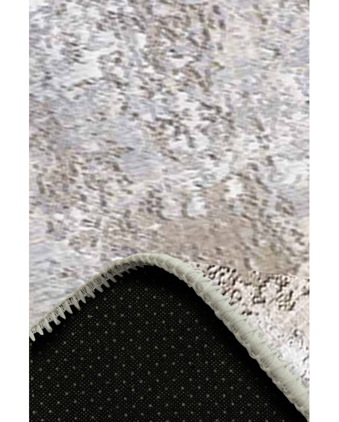 Casares Desenli Pamuk Tabanlı Yıkanabilen Kaydırmaz Antibakteriyel Şönil Salon Halısı