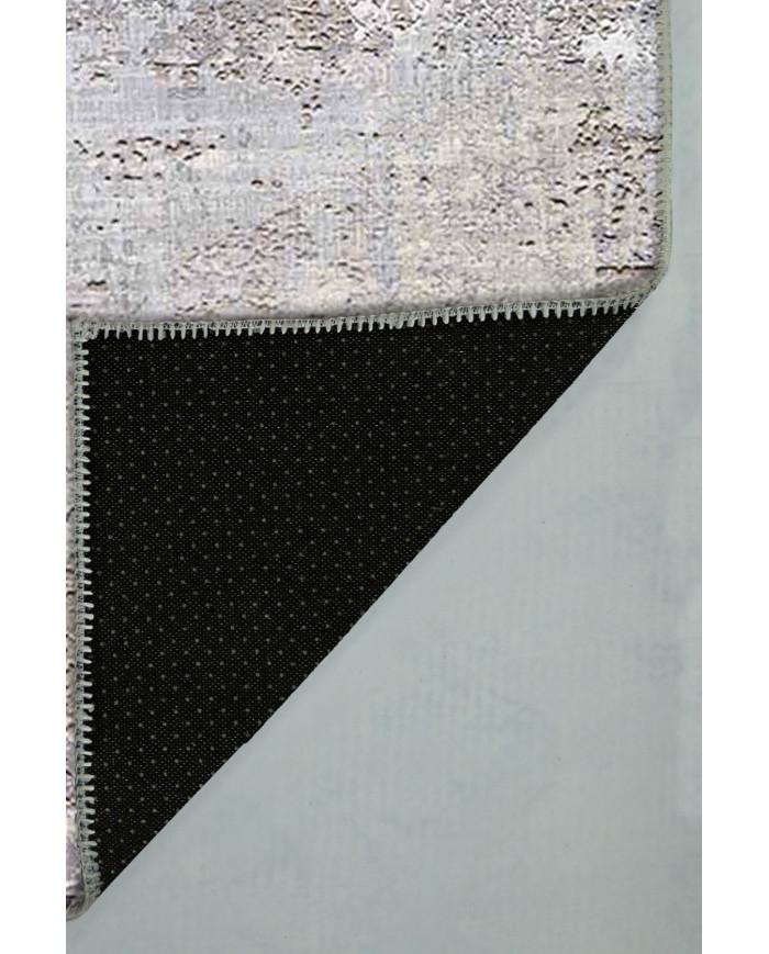 Casares Desenli Pamuk Tabanlı Yıkanabilen Kaydırmaz Antibakteriyel Şönil Salon Halısı