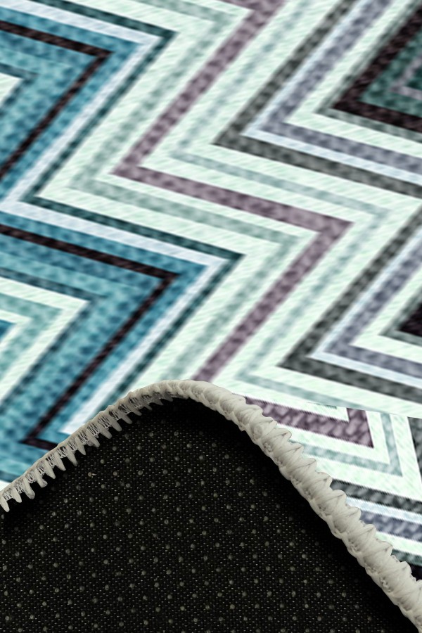 Evan Desenli Pamuk Tabanlı Yıkanabilen Kaydırmaz Antibakteriyel Şönil Salon Halısı