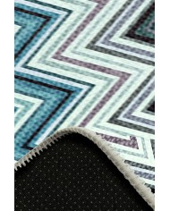 Evan Desenli Pamuk Tabanlı Yıkanabilen Kaydırmaz Antibakteriyel Şönil Salon Halısı