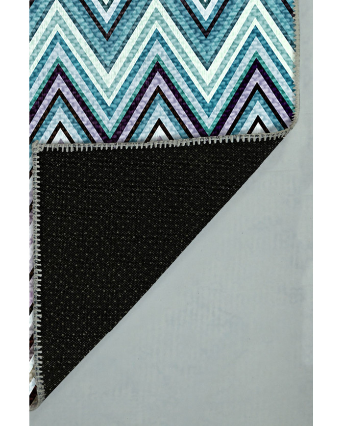 Evan Desenli Pamuk Tabanlı Yıkanabilen Kaydırmaz Antibakteriyel Şönil Salon Halısı