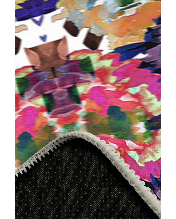 Everleigh Desenli Pamuk Tabanlı Yıkanabilen Kaydırmaz Antibakteriyel Şönil Salon Halısı