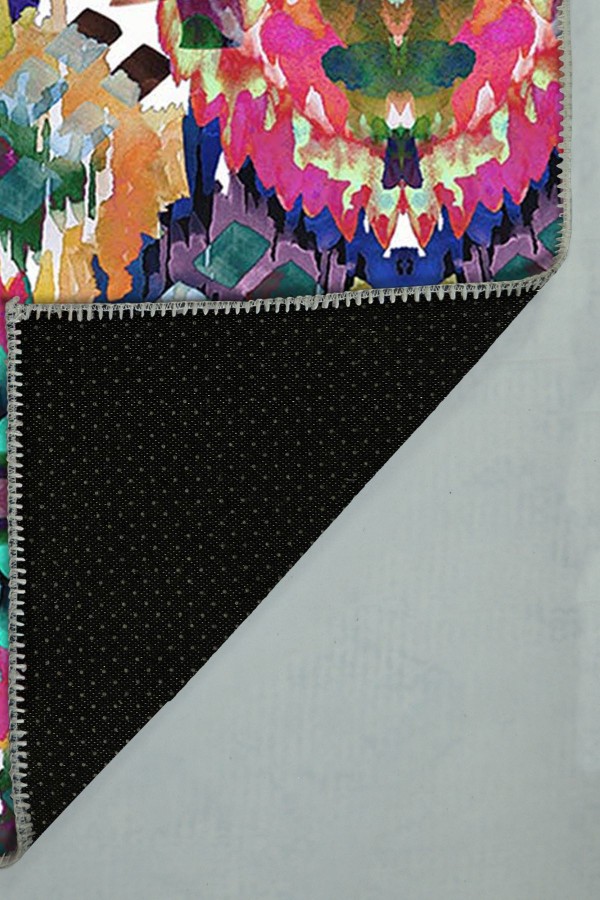 Everleigh Desenli Pamuk Tabanlı Yıkanabilen Kaydırmaz Antibakteriyel Şönil Salon Halısı