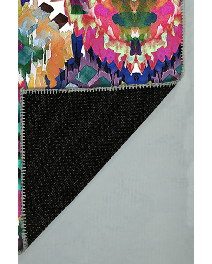 Everleigh Desenli Pamuk Tabanlı Yıkanabilen Kaydırmaz Antibakteriyel Şönil Salon Halısı