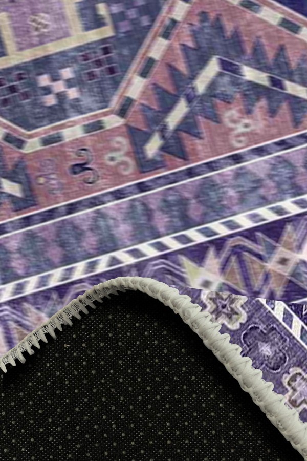 Darlen Desenli Pamuk Tabanlı Yıkanabilen Kaydırmaz Antibakteriyel Şönil Salon Halısı