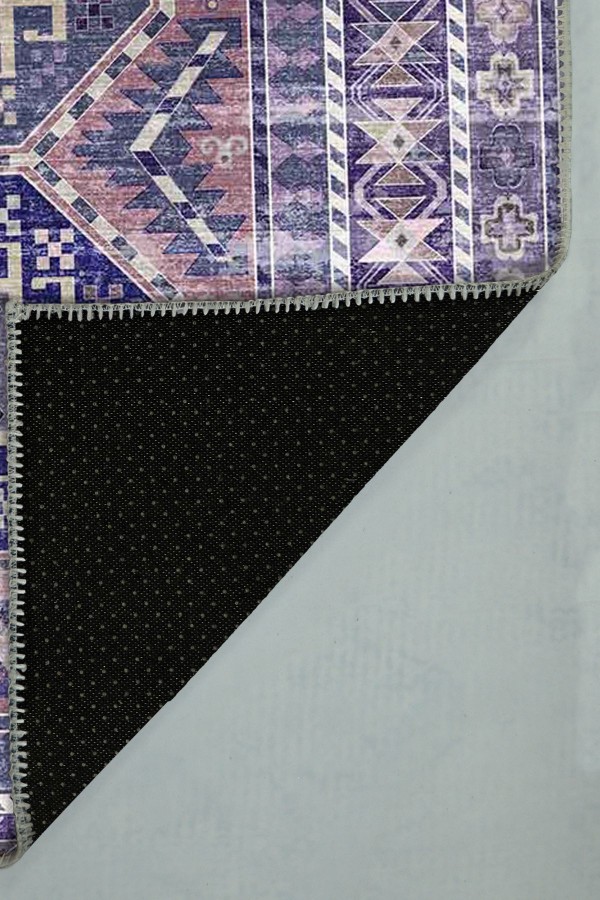 Darlen Desenli Pamuk Tabanlı Yıkanabilen Kaydırmaz Antibakteriyel Şönil Salon Halısı