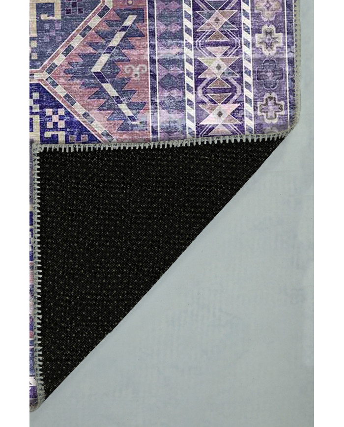 Darlen Desenli Pamuk Tabanlı Yıkanabilen Kaydırmaz Antibakteriyel Şönil Salon Halısı