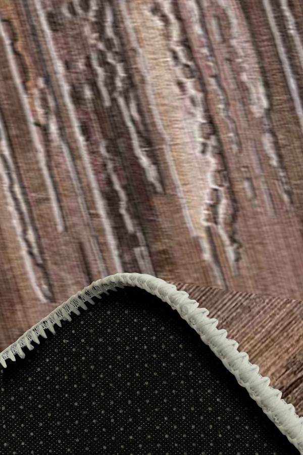 Davin Geometrik Desenli Pamuk Tabanlı Yıkanabilen Kaydırmaz Antibakteriyel Şönil Salon Halısı