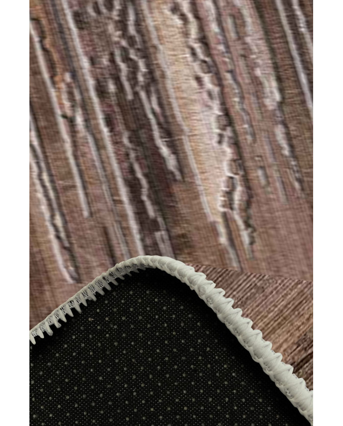 Davin Geometrik Desenli Pamuk Tabanlı Yıkanabilen Kaydırmaz Antibakteriyel Şönil Salon Halısı