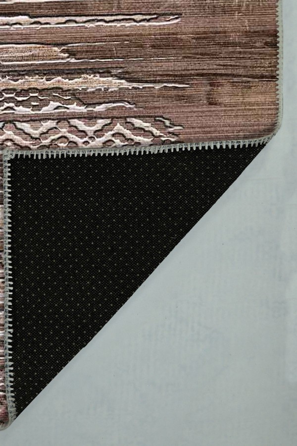 Davin Geometrik Desenli Pamuk Tabanlı Yıkanabilen Kaydırmaz Antibakteriyel Şönil Salon Halısı