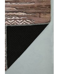 Davin Geometrik Desenli Pamuk Tabanlı Yıkanabilen Kaydırmaz Antibakteriyel Şönil Salon Halısı