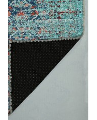 Celery Eskitme Desenli Pamuk Tabanlı Yıkanabilen Kaydırmaz Antibakteriyel Şönil Salon Halısı