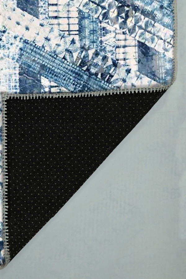 Cary Geometrik Desenli Pamuk Tabanlı Yıkanabilen Kaydırmaz Antibakteriyel Şönil Salon Halısı