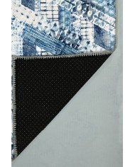 Cary Geometrik Desenli Pamuk Tabanlı Yıkanabilen Kaydırmaz Antibakteriyel Şönil Salon Halısı