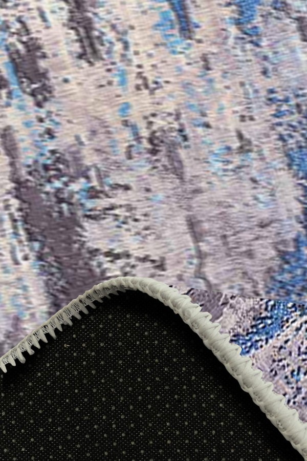 Rhodes Desenli Pamuk Tabanlı Yıkanabilen Kaydırmaz Antibakteriyel Şönil Salon Halısı