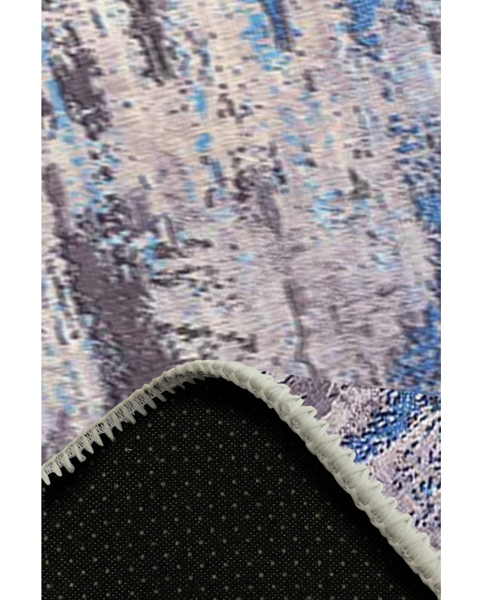 Rhodes Desenli Pamuk Tabanlı Yıkanabilen Kaydırmaz Antibakteriyel Şönil Salon Halısı