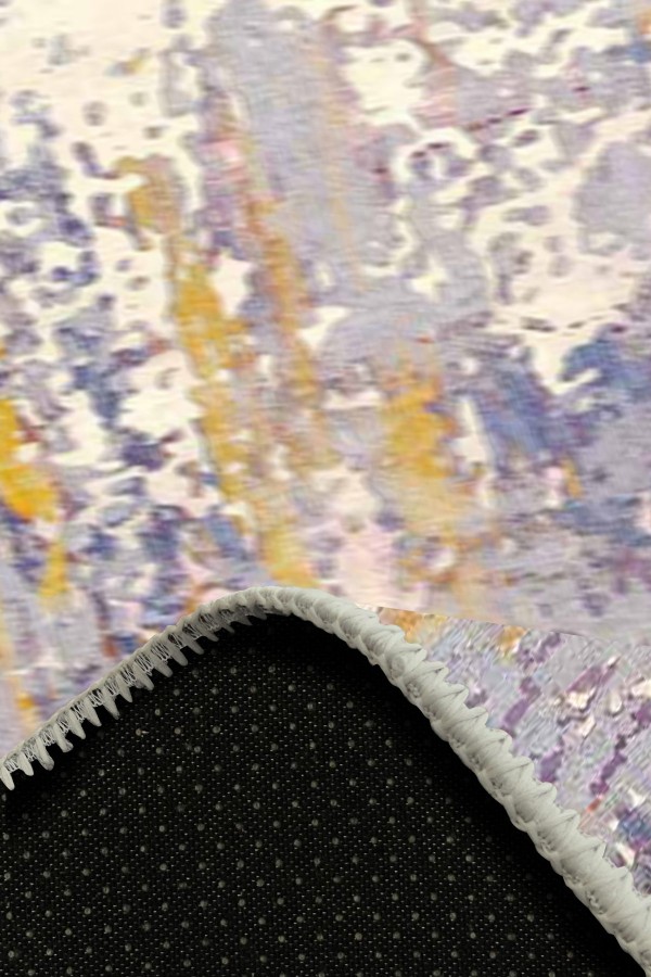 Galina Desenli Pamuk Tabanlı Yıkanabilen Kaydırmaz Antibakteriyel Şönil Salon Halısı