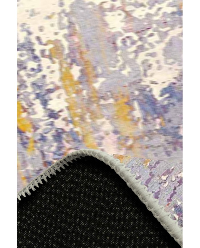 Galina Desenli Pamuk Tabanlı Yıkanabilen Kaydırmaz Antibakteriyel Şönil Salon Halısı