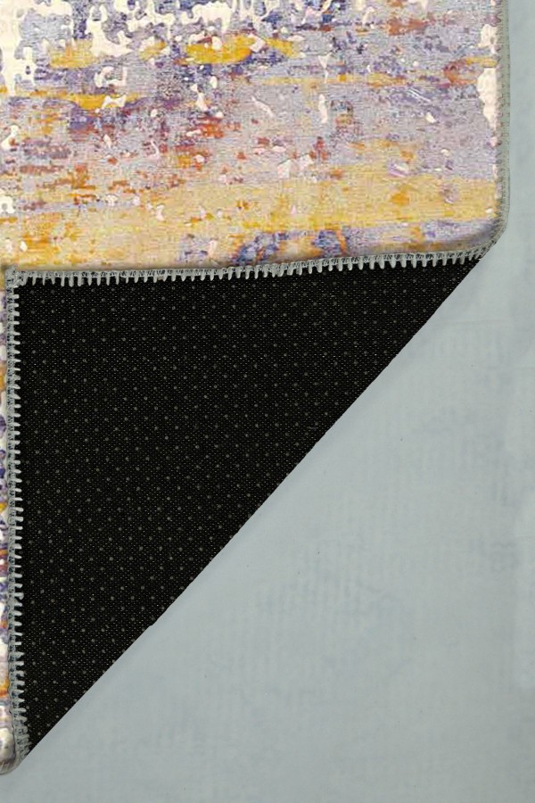 Galina Desenli Pamuk Tabanlı Yıkanabilen Kaydırmaz Antibakteriyel Şönil Salon Halısı