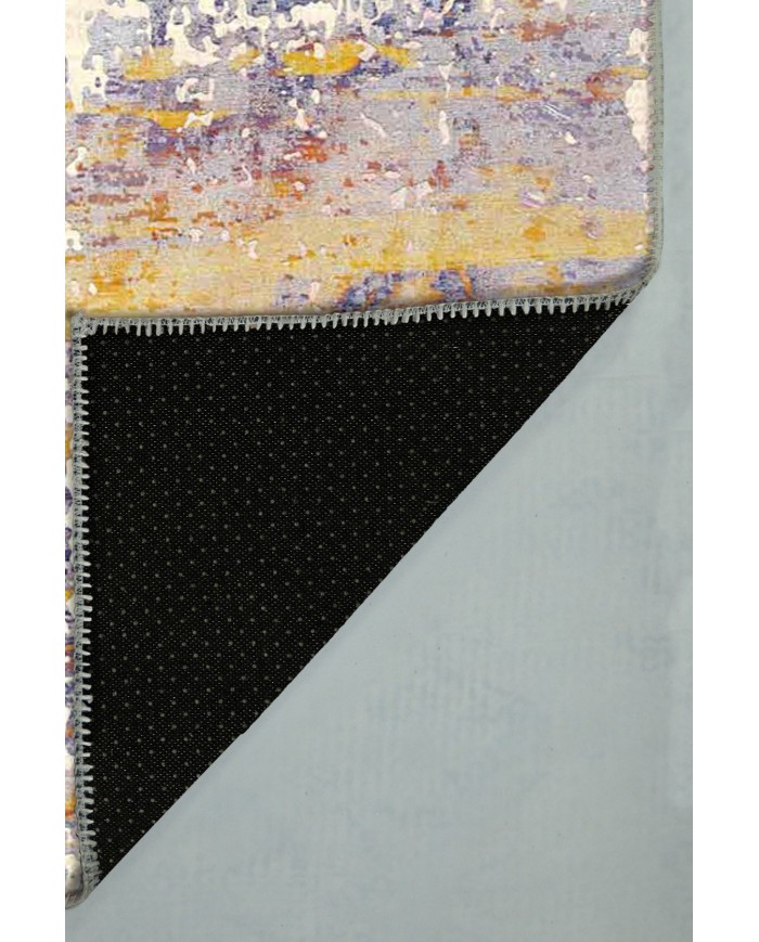 Galina Desenli Pamuk Tabanlı Yıkanabilen Kaydırmaz Antibakteriyel Şönil Salon Halısı