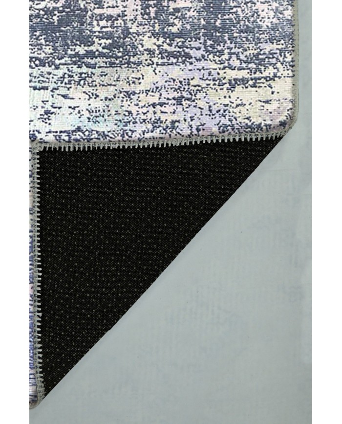 Mea Desenli Pamuk Tabanlı Yıkanabilen Kaydırmaz Antibakteriyel Şönil Salon Halısı