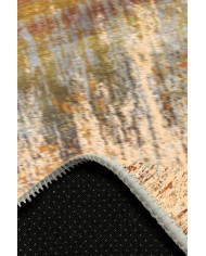 Carnig Desenli Pamuk Tabanlı Yıkanabilen Kaydırmaz Antibakteriyel Şönil Salon Halısı