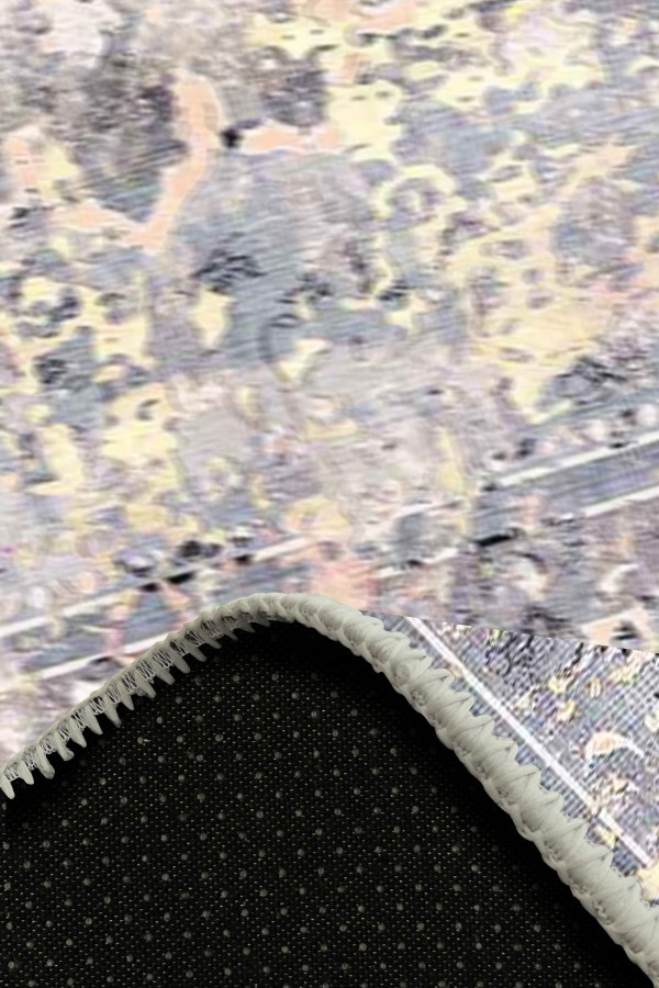 Cardamom Eskitme Desenli Pamuk Tabanlı Yıkanabilen Kaydırmaz Antibakteriyel Şönil Salon Halısı