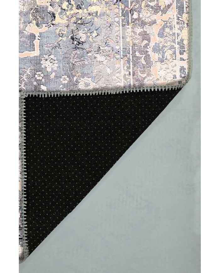 Cardamom Eskitme Desenli Pamuk Tabanlı Yıkanabilen Kaydırmaz Antibakteriyel Şönil Salon Halısı