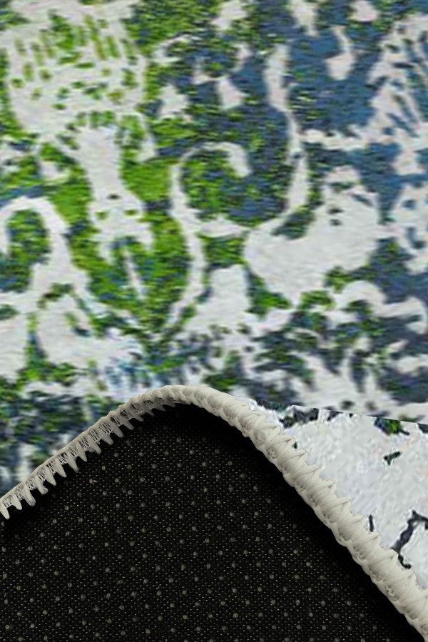 Camelia Eskitme Desenli Pamuk Tabanlı Yıkanabilen Kaydırmaz Antibakteriyel Şönil Salon Halısı