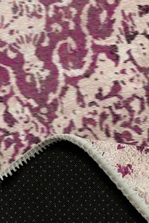 Deasy Eskitme Desenli Pamuk Tabanlı Yıkanabilen Kaydırmaz Antibakteriyel Şönil Salon Halısı