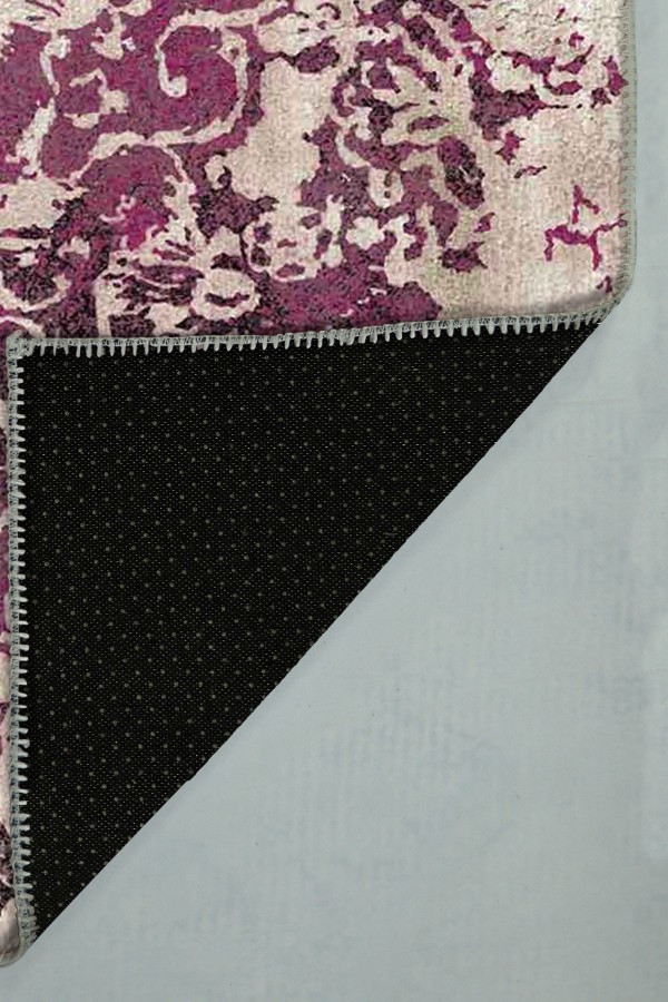 Deasy Eskitme Desenli Pamuk Tabanlı Yıkanabilen Kaydırmaz Antibakteriyel Şönil Salon Halısı