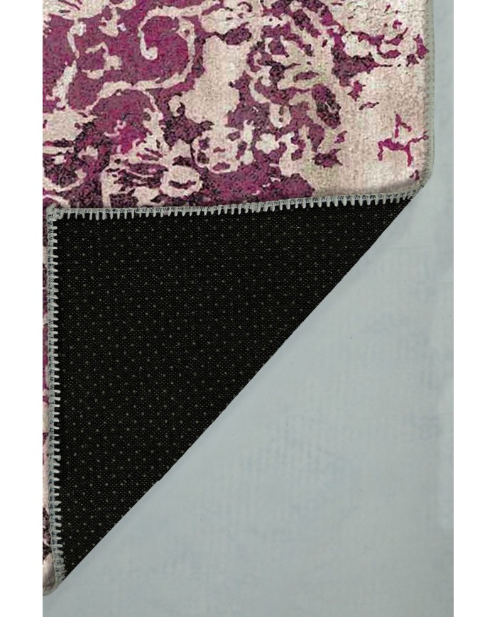 Deasy Eskitme Desenli Pamuk Tabanlı Yıkanabilen Kaydırmaz Antibakteriyel Şönil Salon Halısı