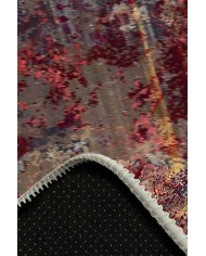 Bush Renkli Desenli Pamuk Tabanlı Yıkanabilen Kaydırmaz Antibakteriyel Şönil Salon Halısı