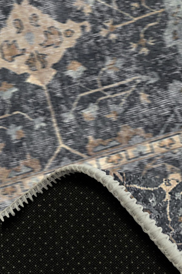 Brook Desenli Pamuk Tabanlı Yıkanabilen Kaydırmaz Antibakteriyel Şönil Salon Halısı