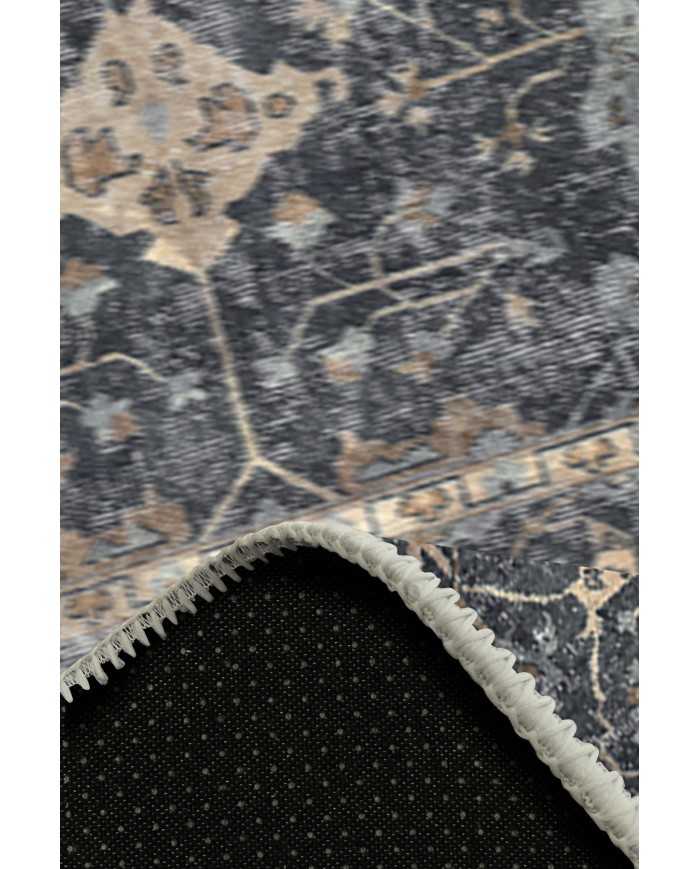 Brook Desenli Pamuk Tabanlı Yıkanabilen Kaydırmaz Antibakteriyel Şönil Salon Halısı