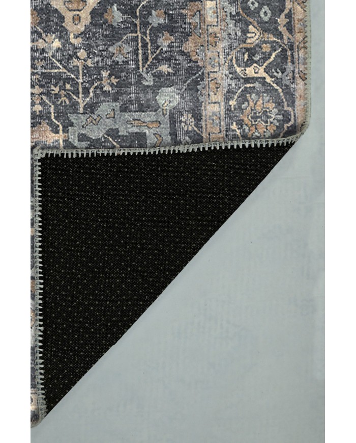 Brook Desenli Pamuk Tabanlı Yıkanabilen Kaydırmaz Antibakteriyel Şönil Salon Halısı