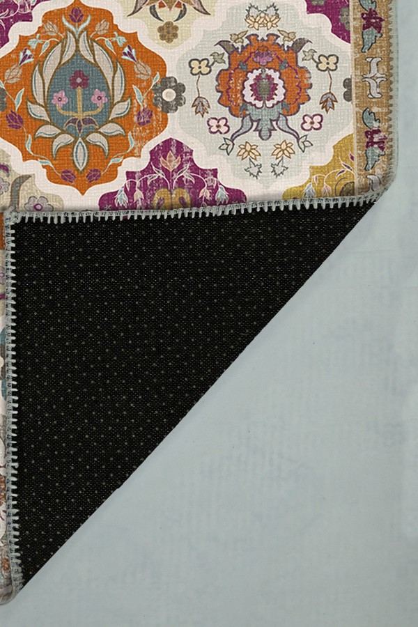 Boris Desenli Pamuk Tabanlı Yıkanabilen Kaydırmaz Antibakteriyel Şönil Salon Halısı