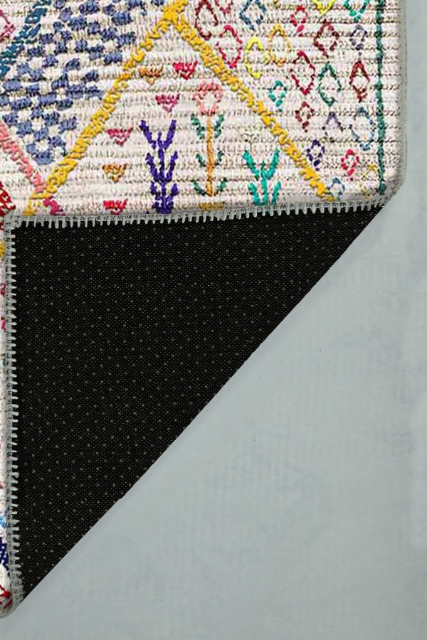 Boujdor Pamuk Tabanlı Yıkanabilen Kaydırmaz Antibakteriyel Şönil Salon Halısı