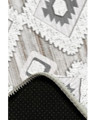 Bashar Desenli Pamuk Tabanlı Yıkanabilen Kaydırmaz Antibakteriyel Şönil Salon Halısı