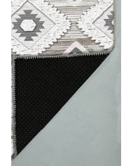 Bashar Desenli Pamuk Tabanlı Yıkanabilen Kaydırmaz Antibakteriyel Şönil Salon Halısı