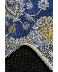 Beja Eskitme Desenli Pamuk Tabanlı Yıkanabilen Kaydırmaz Antibakteriyel Şönil Salon Halısı