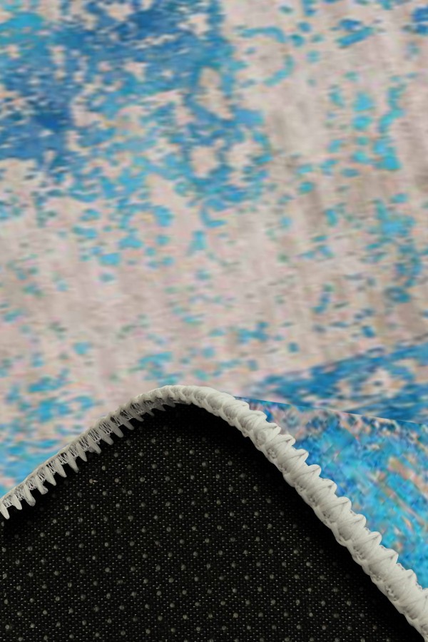 Belissa Desenli Pamuk Tabanlı Yıkanabilen Kaydırmaz Antibakteriyel Şönil Salon Halısı