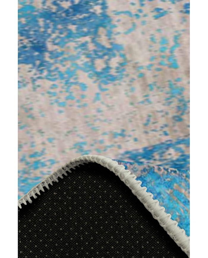 Belissa Desenli Pamuk Tabanlı Yıkanabilen Kaydırmaz Antibakteriyel Şönil Salon Halısı