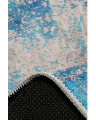 Belissa Desenli Pamuk Tabanlı Yıkanabilen Kaydırmaz Antibakteriyel Şönil Salon Halısı