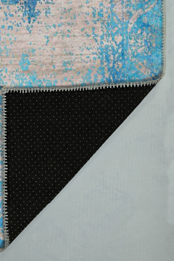 Belissa Desenli Pamuk Tabanlı Yıkanabilen Kaydırmaz Antibakteriyel Şönil Salon Halısı